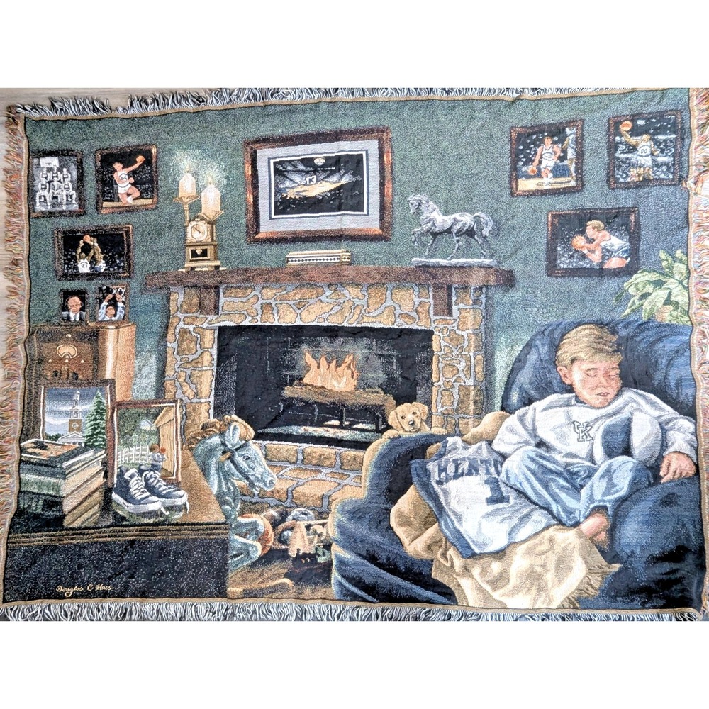 UK University Of Kentucky Wildcats Tapestry Throw Blanket 63x47 NCAA Basketball